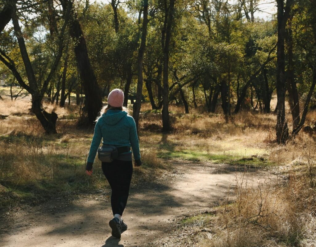 Woman walking outdoors in nature