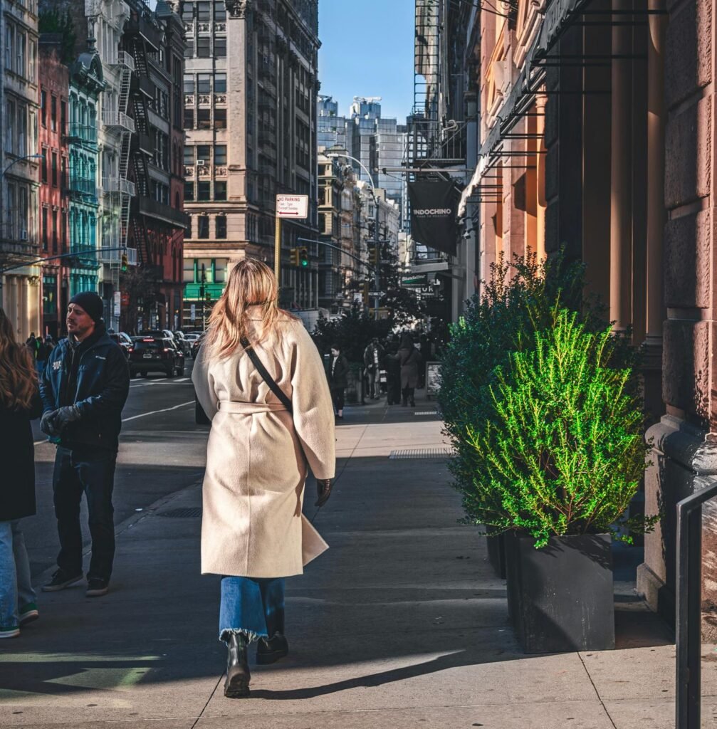 Woman exploring a new city on her own